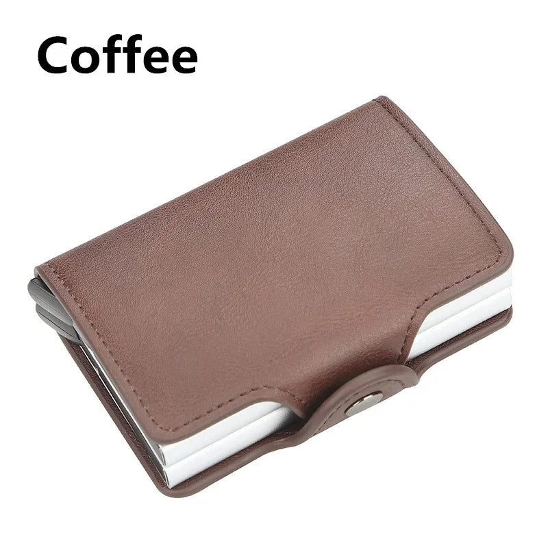 12 Card Slots Anti RFID 2X Aluminum Box Automatic PU Leather Wallet Card Holder