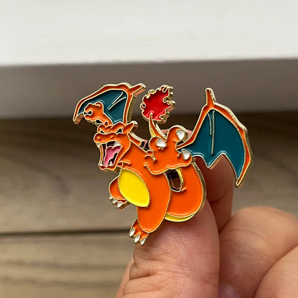 4 PCS Cartoon Pokemon Lapel Pins Set Anime Venusaur Mega Charizard Squirtle Badges Brooches for Backpacks Unisex Enamel Pin