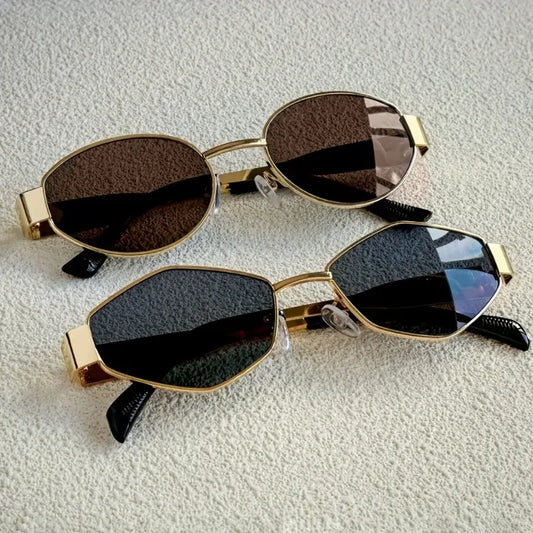 2pcs Summer Trendy Glasses Set Rhombus Oval Frame Fashion Glasses Suitable for Daily Commute and Street Photography Accessories