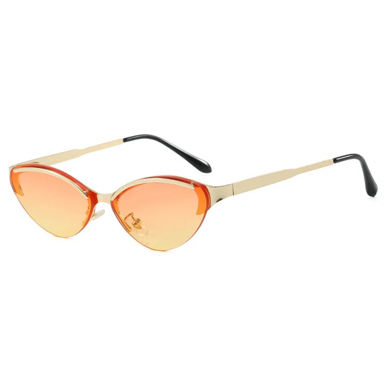 JNPCXI Fashion Cat Eye Women Sunglasses Retro Metal Colorful Tea Gradient Shades UV400 Men Trending Sun Glasses