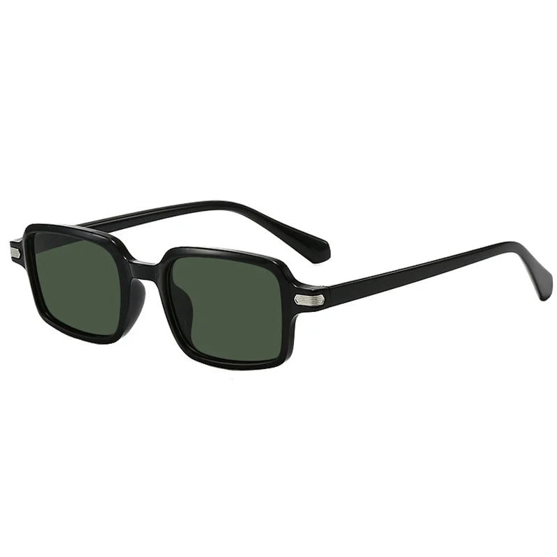JNPCXI New Fashion Rectangle Women Sunglasses Clear Green Ocean Gradient Lens Shades UV400 Men Rivets Sun Glasses Metal Hinge