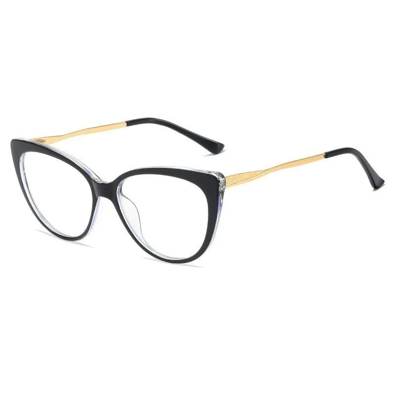 Metal Blue Light Blocking Lens Cat Eye Eyeglasses for Women Men Outdoor Fashion Eyewear