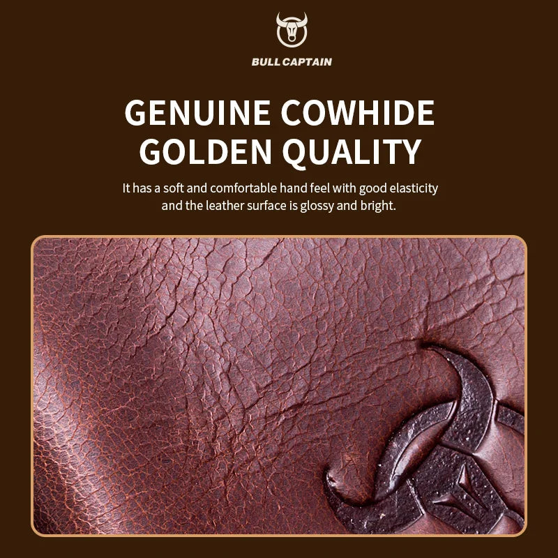 BULLCAPTIAN Men's Genuine Leather Shoulder Bag Multi functional Handheld Postman Bag Double layer 7.9-inch Computer Shoulder Bag
