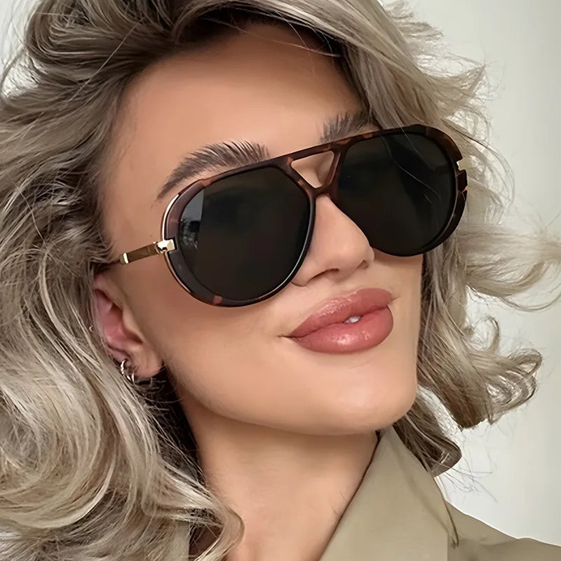 JNPCXI Ins Popular Fashion Double Bridges Women Luxury Sunglasses Brand Designer Oval Hollow Shades UV400 Men Sun Glasses