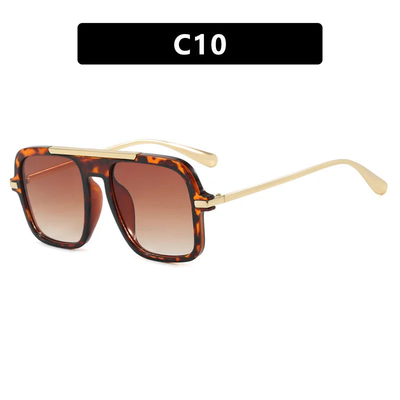 JNPCXI New Retro Square Sunglasses Double Bridges UV400 Fashion Designer Shades for Men And Women Gradient Sun Glasses