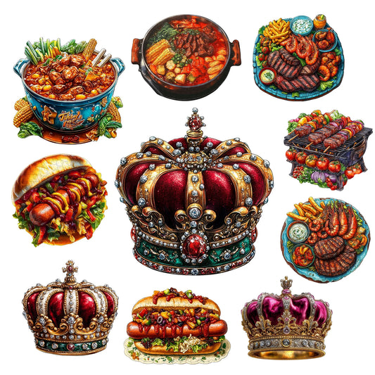 Crown and Cuisine Theme Wooden Jigsaw Puzzle Wood Home Decor Painting Christmas and Halloween Gift Toy For Teen And Kid