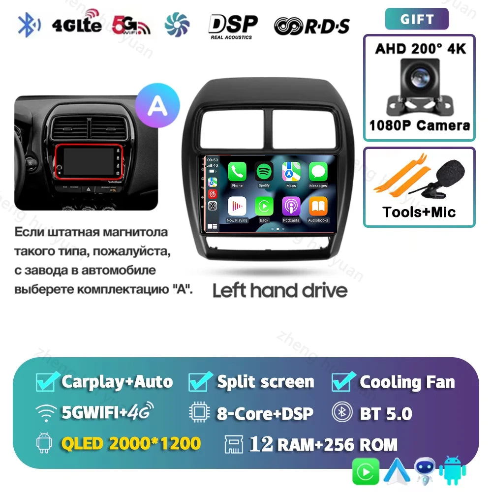 For Mitsubishi ASX 1 2016 - 2023 Android 15 CarPlay Auto Car Radio Multimedia Video Player Navigation stereo GPS carplay+auto