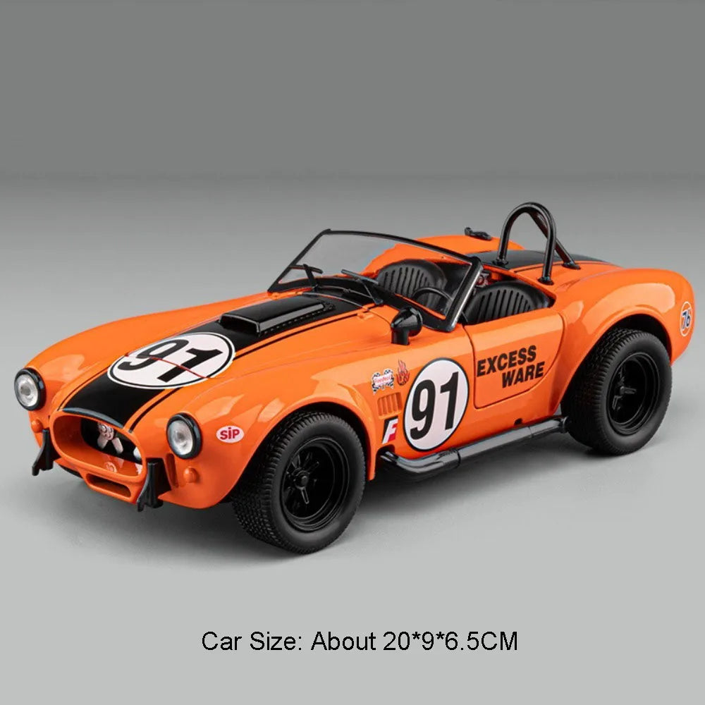 1:22 Shelby Cobra Alloy Diecast Sports Car Model Toys Four Wheel Suspension Sound Light Pull Back Miniature Vehice Birthday Gift