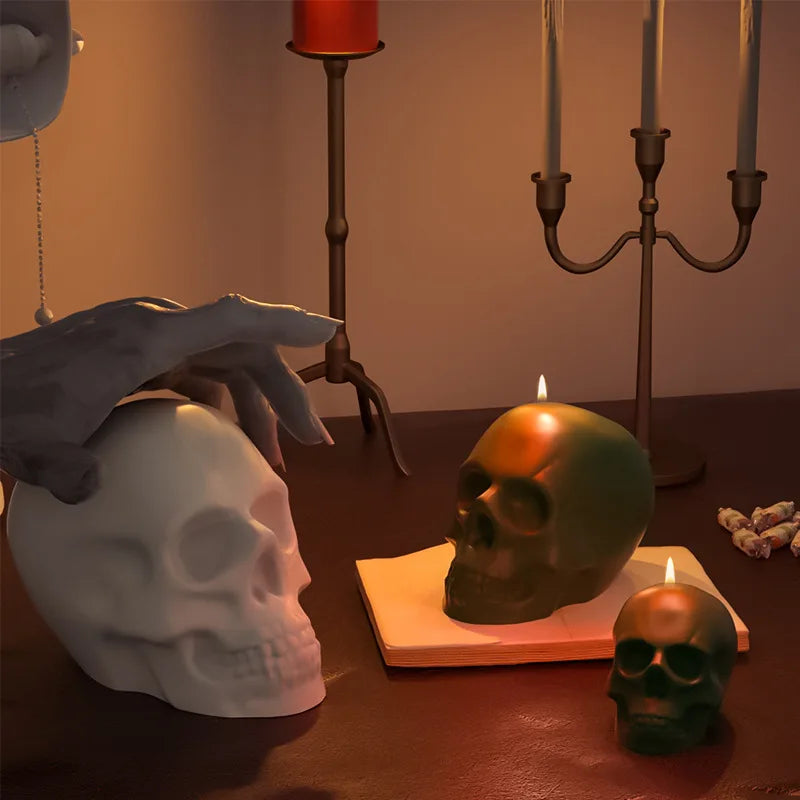 1pc 3D Skeleton Head Silicone Mold for DIY Candles, Resin Skull Keychains & Soap Crafts, DIY Halloween Ornament Crafting