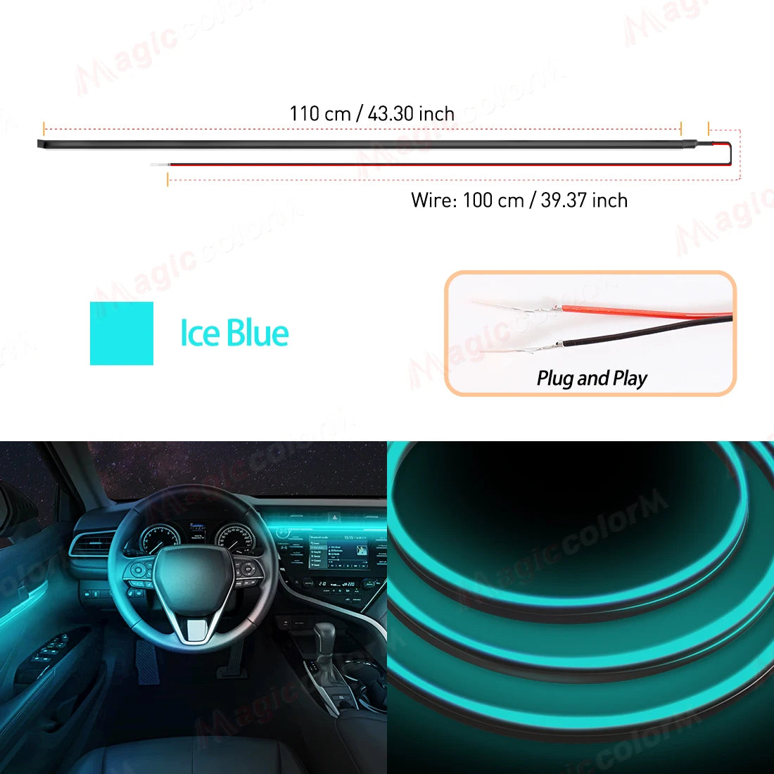 Car LED Ambient Light Car Interior Decorative Lamp For Universal DIY Flexible Hidden Cuttable Acrylic Strip High Density Colour