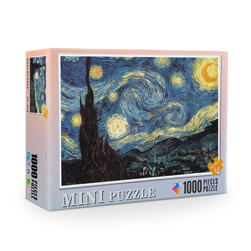 38*26cm Mini Jigsaw Puzzle 1000pcs for Adults Famous Painting Landscape Toy Family Game Home Decoration Festival Present