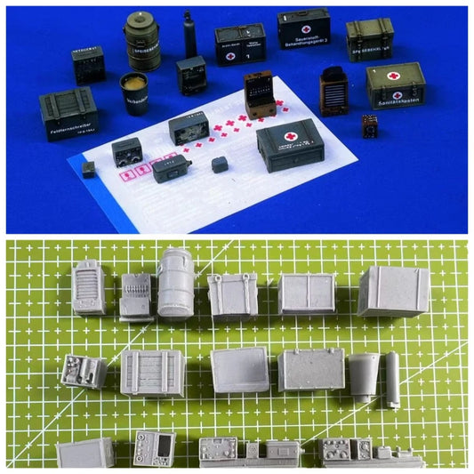 Unpainted 1:35 Resin Model GK Scene Layout Model Material Accumulation Display Needs To Be Assembled (excluding water stickers)