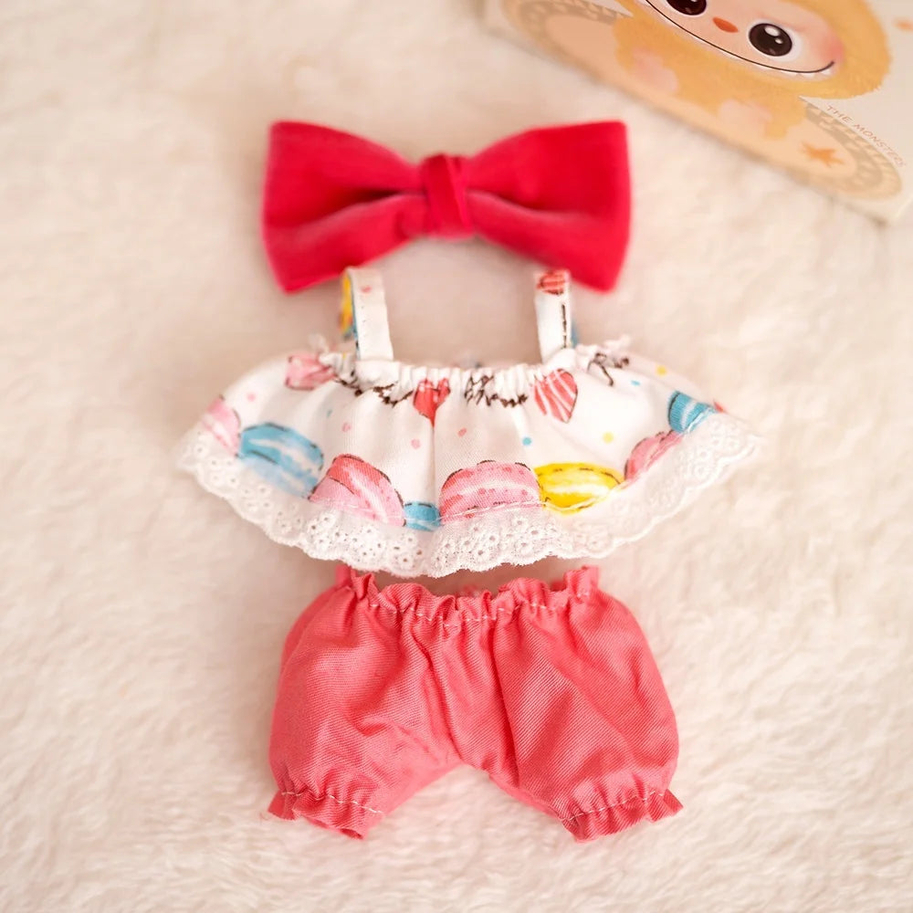 Labubu Clothes For 15-17CM I II III Labubu Outfits Mini Plush Cotton Idol Doll Universal Clothing  Party Accessories Gifts