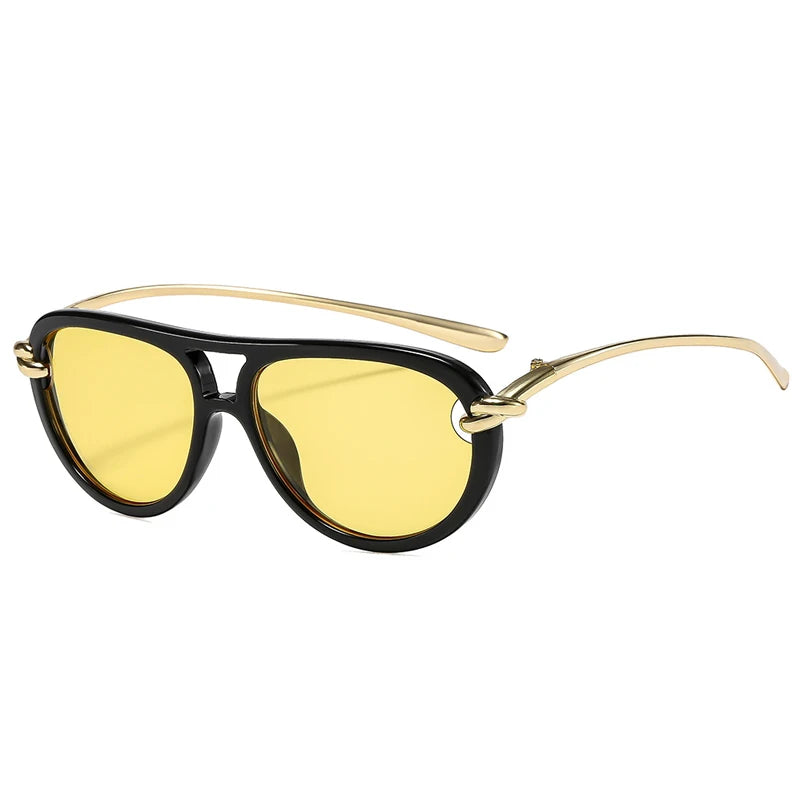 JNPCXI Ins Popular Fashion Double Bridges Pilot Women Luxury Sunglasses Brand Designer Oval Hollow Shades UV400 Men Sun Glasses