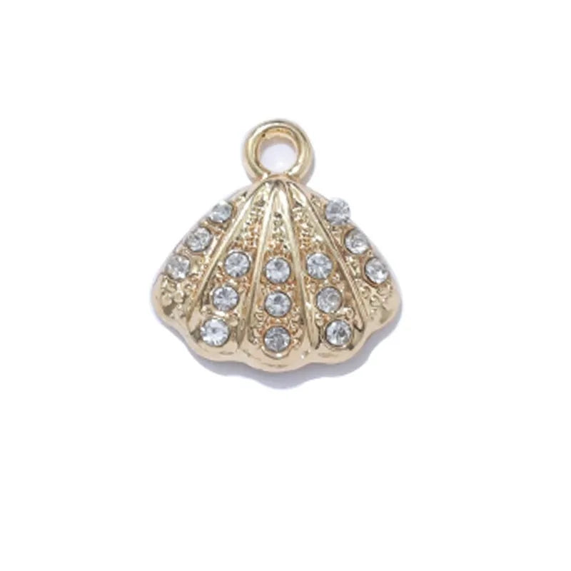 10Pcs Gold Plated Crystal Shell Starfish Charm Pendant for Jewelry Making Bracelet Necklace DIY Accessories Craft Findings