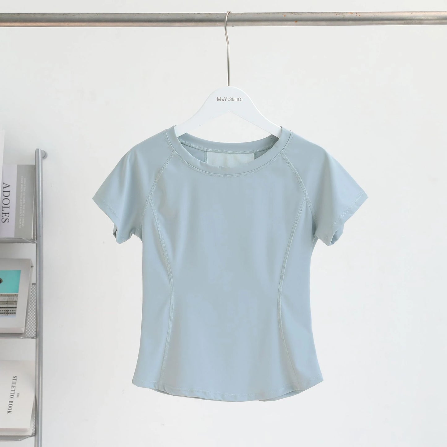 Women Slim Yoga Short Sleeve T-shirt Quick Dry Mesh Back Breathable High Elastic Running Pilates Gym Workout Crop Top