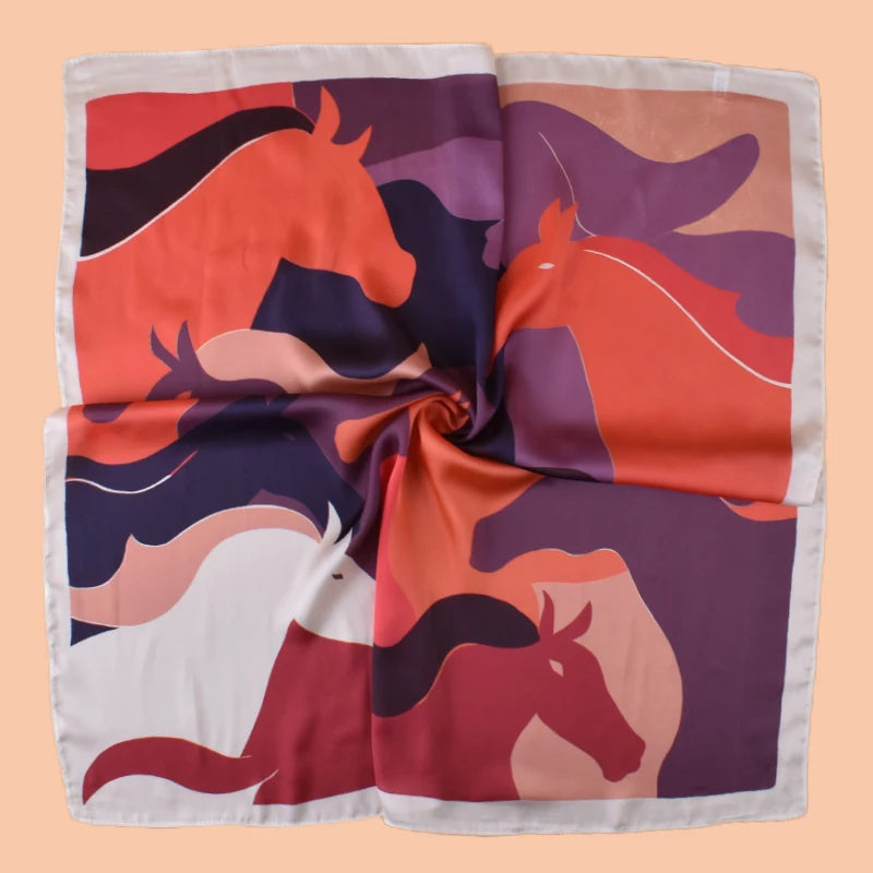 1pc Women's Camouflage Horse Head Print Thin Satin Silk-Like Square Scarf Bohemian Casual Neck Scarf Shawl Lightweight