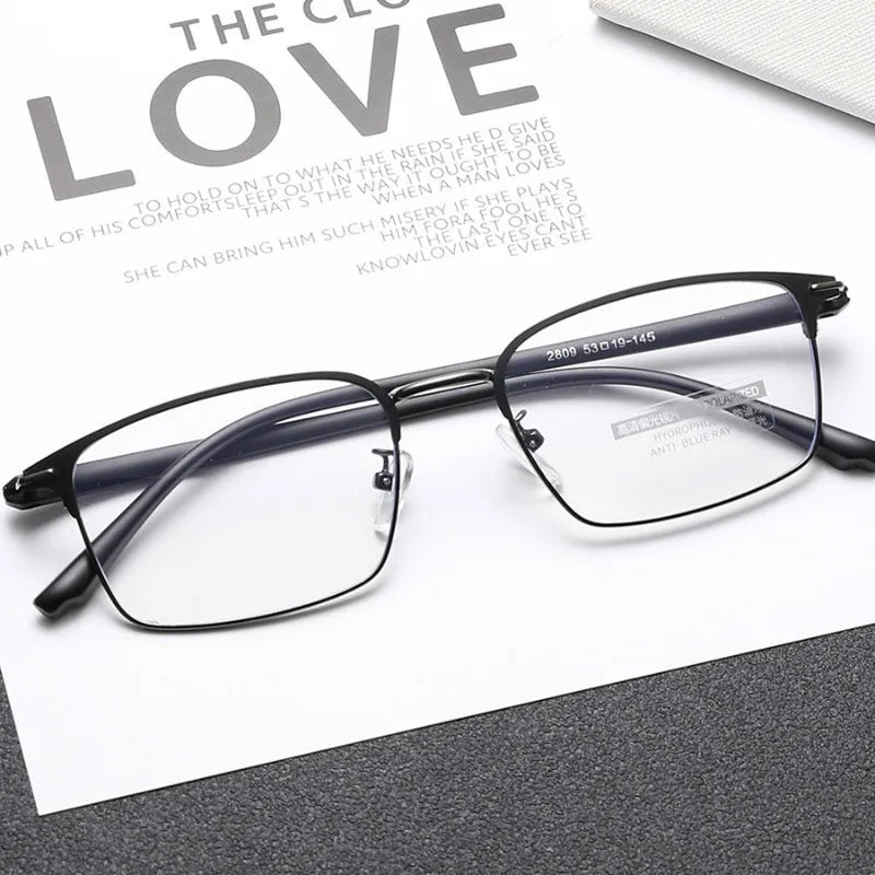 Blue Light Filter Eyeglasses Men's Retro Business Eyeglass Lightweight Glasses Clear Vision
