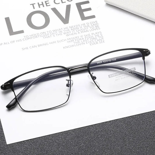 Blue Light Filter Eyeglasses Men's Retro Business Eyeglass Lightweight Glasses Clear Vision