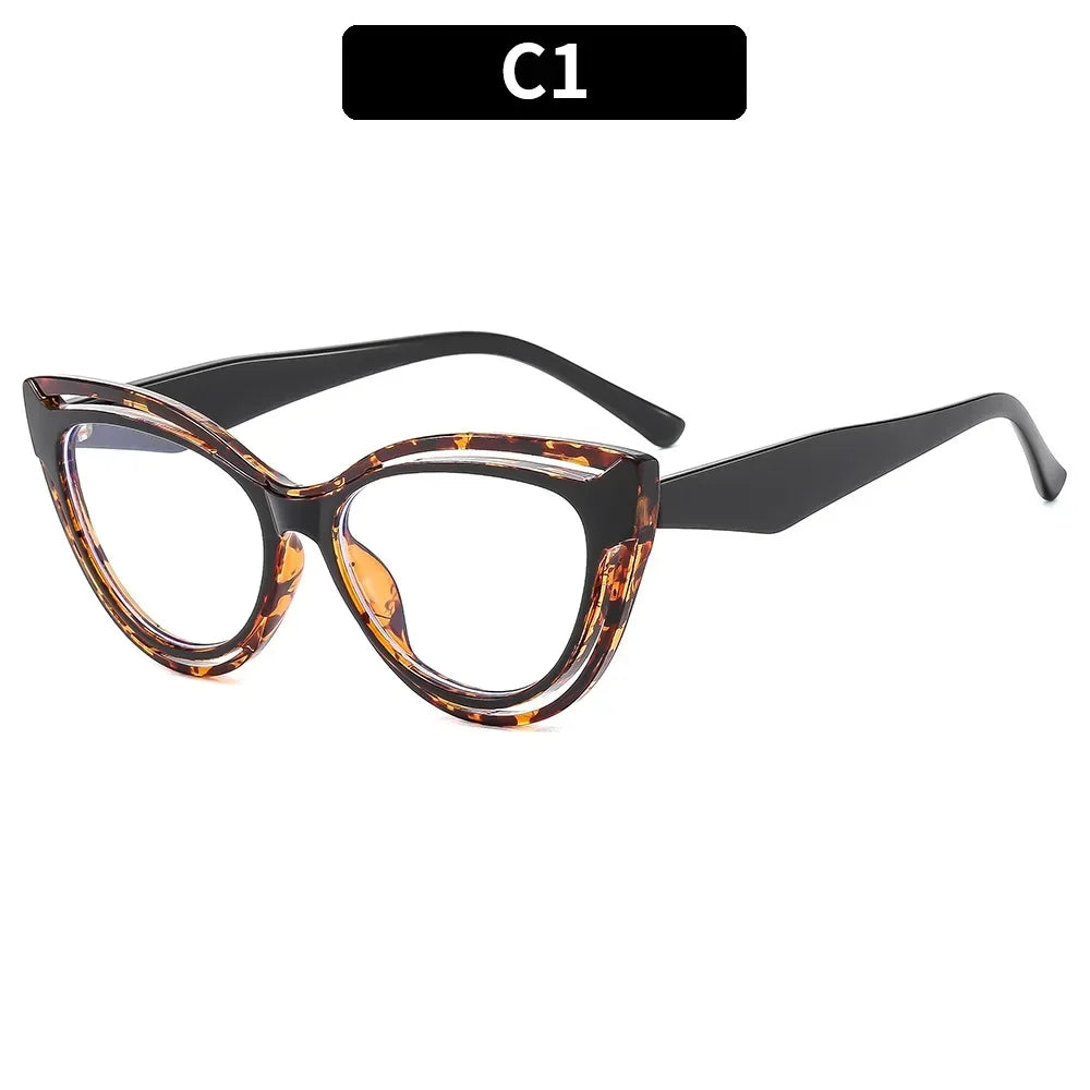JNPCXI New Fashion TR90 Cat Eye Women Anti Blue Light Glasses Frame Retro Men Optical Luxury Eyewear