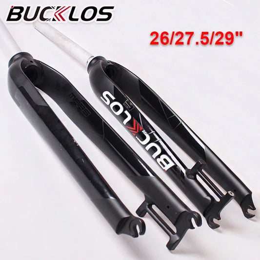 BUCKLOS MTB Bicycle Rigid Fork 26/27.5/29 Inch Mountain Bike Aluminium Alloy Hard Fork 1-1/8" 9mmQR Disc Brake Cycling Parts
