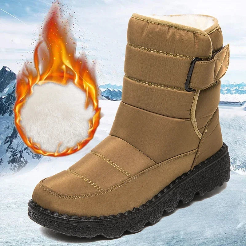 2025 Waterproof Snow Boots for Women Comfort Plush Lined Non Slip Winter Boots Woman Plus Size 44 Soft Sole Warm Ankle Booties