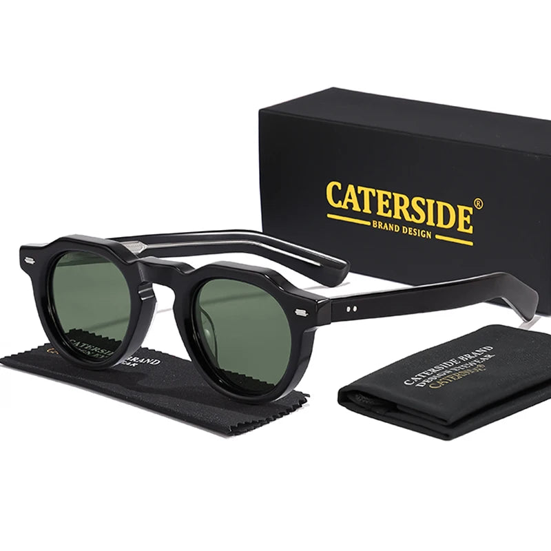 CATERSIDE Acetate Simple Men Sunglasses Polarized Small Frame High-Quality Frame Sun Glasses Women Party Travel Outdoor Glasses