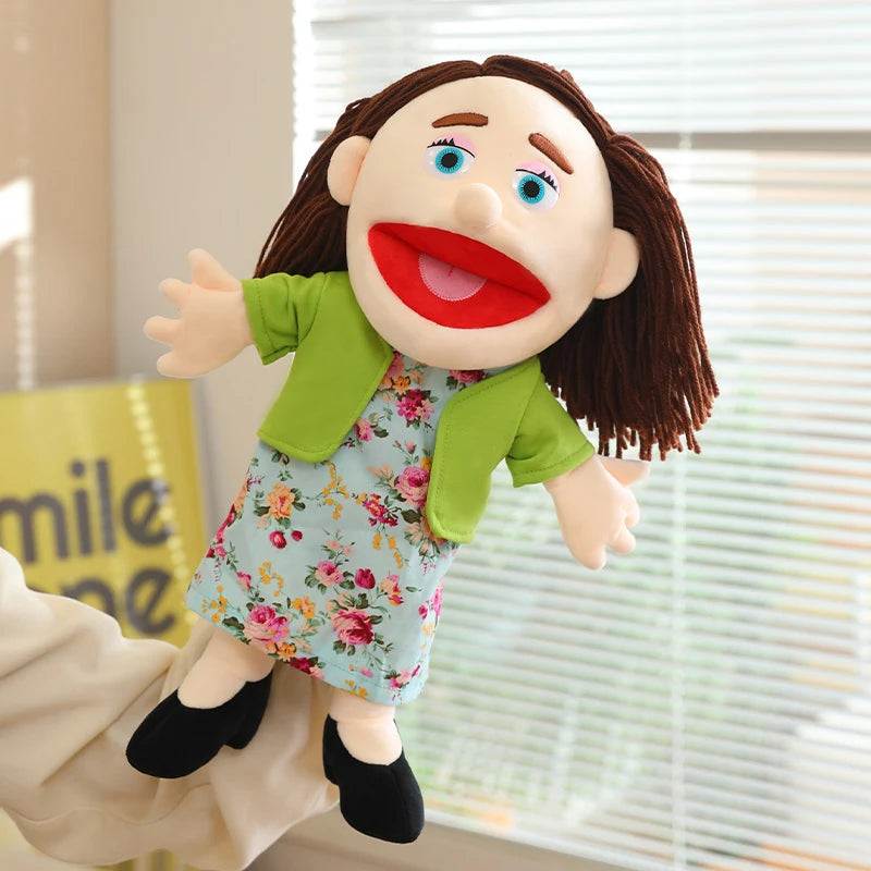 Funny Puppet Doll 38cm Family Series Hand Puppet Role Play Bedtime Story Props Family Playing Toys Doll Educational Toy