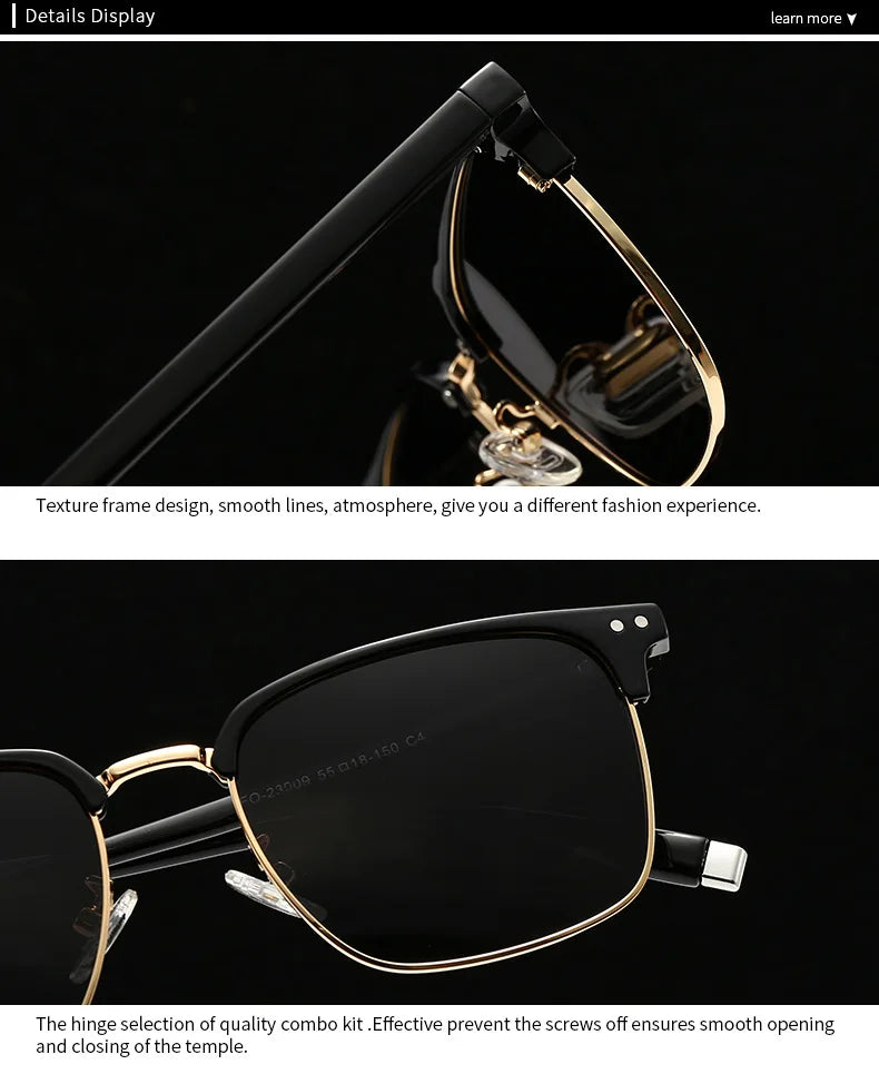 JNPCXI Rice Nail Polarized Square Metal Men Luxury Sunglasses Fashion Gradient Women Shades UV400 Sun Glasses