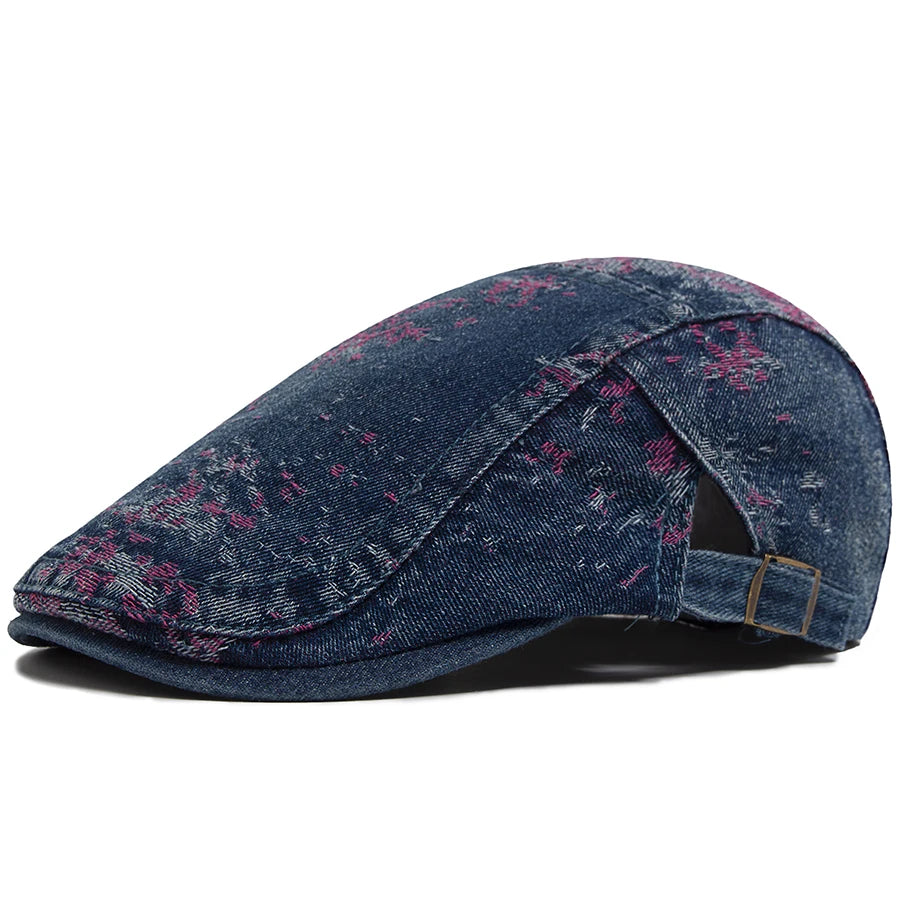 Spring Fashion Print Denim Women's Beret Summer Cotton Breathable Soft Top Sun Visor Hat Men Flat Cap Newsboy Caps Adjustable