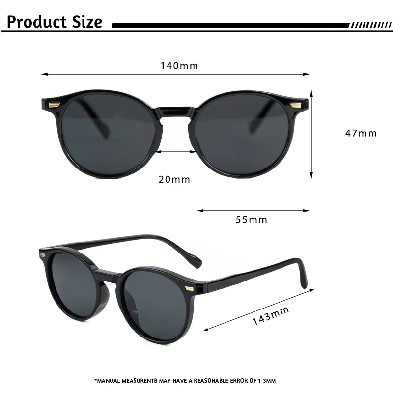 CATERSIDE Retro Polarized Sunglasses Men Round Personalized Fashion Sun Glasses Women Outdoor Driving Beach Sports Eyewear UV400