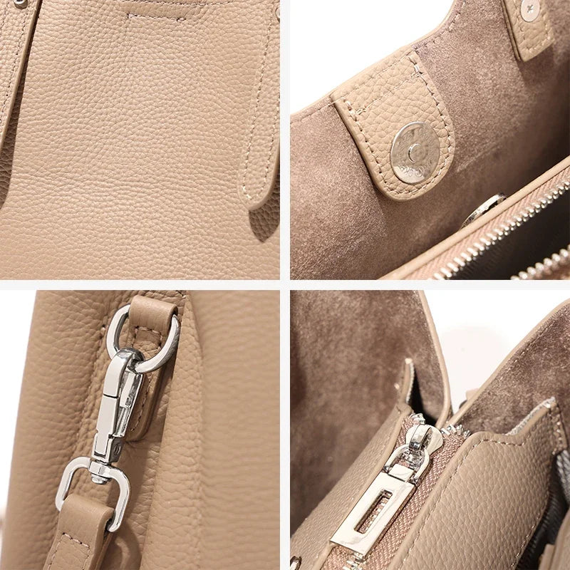 Women's Fashion Luxury Designer Handbags Female Cow Genuine Leather Shoulder Bag Ladies Retro Cowhide Tote Crossbody Bags Girls