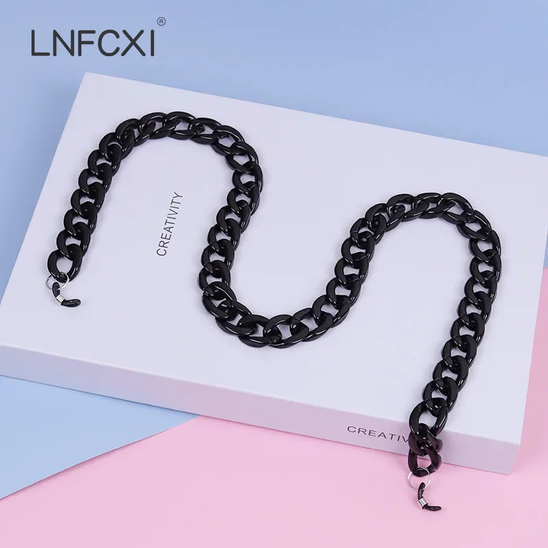 JNPCXI Retro Bright Acrylic Glasses Sunglasses Chain Straps Lanyards Blue Color Reading Glasses Hanging Neck Glasses Chain
