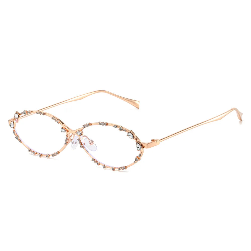 JNPCXI Retro Oval Punk Diamond Women Sunglasses Fashion Silver Shades UV400 Men Trending Sun Glasses