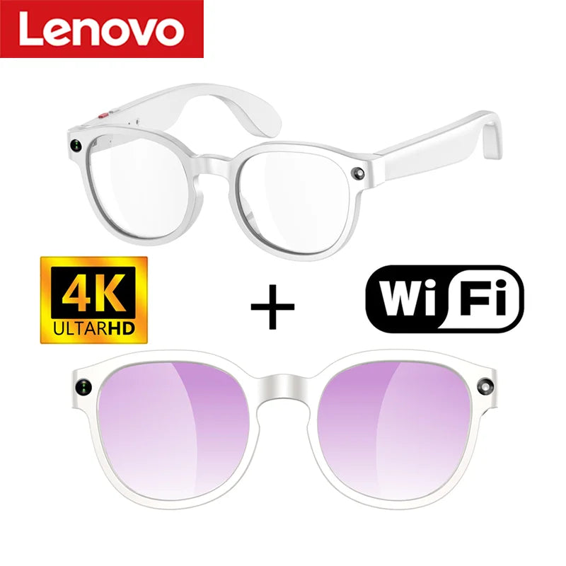 Lenovo AI Smart Glasses AI Translation 4K HD Camera 8MP Shooting Image Bluetooth Call Recording Music Smart Sunglasses