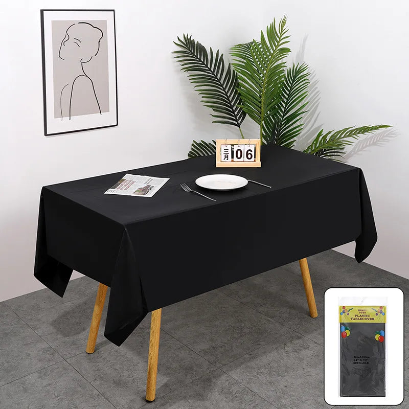 Disposable Table Cloth for Retangle Table Decorative Plastic Tablecloth for Parties Picnics Camping Waterproof Stain-Resistant