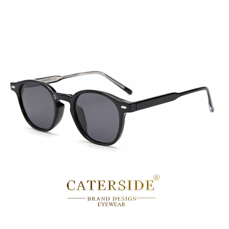 CATERSIDE Polarized Round Sunglasses Men TR Frame Core Insert Leg Sun Glasses Women Set Retro Driving Fishing Punk Eyewear UV400