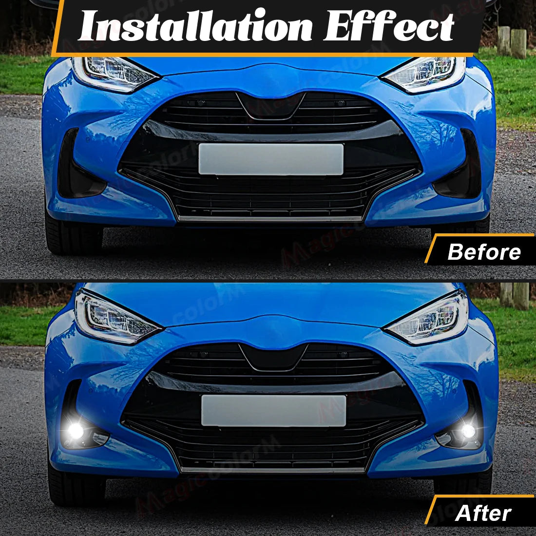 LED Fog Lamps For Toyota Vios Yaris 2020 2021 2022 Car Fog Light Front Bumper Daylight Cover Wire Harness Grille Foglights Frame