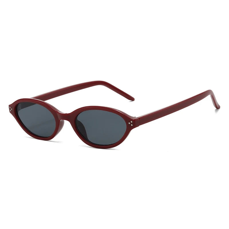 JNPCXI New Fashion Small Oval Sunglasses Women Ins Popular Retro Rivets Men Candy Color Punk Sun Glasses Clear Lens Frame UV400