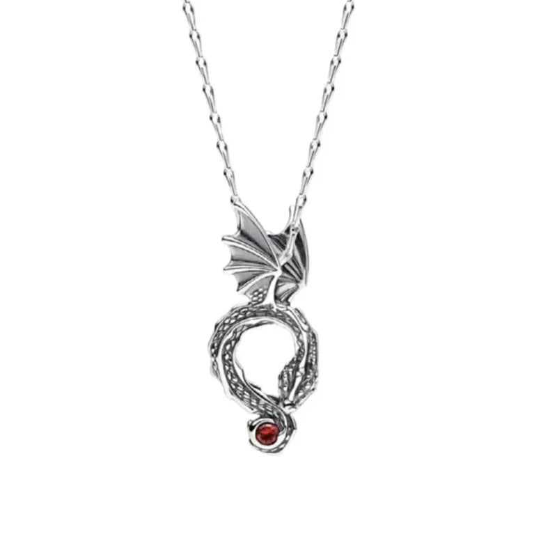 Orig 925 sterling silver plated Shining red dragon-fly Necklace Women Pendant