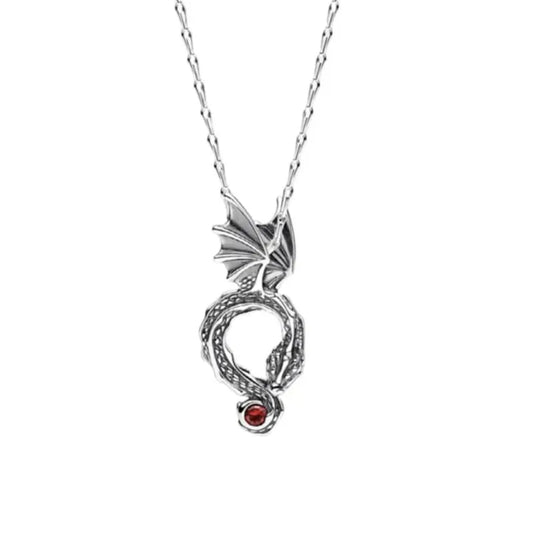 Orig 925 sterling silver plated Shining red dragon-fly Necklace Women Pendant