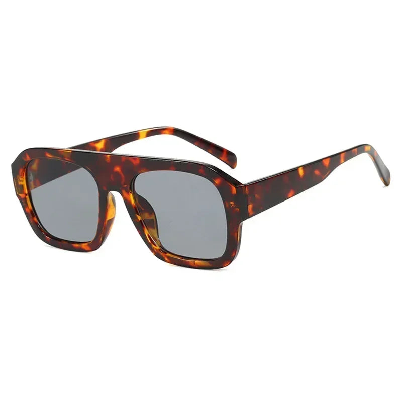 JNPCXI Fashion Square Women Sunglasses Shades UV400 Retro Leopard Tea Candy Color Gradient Men Punk Sun Glasses