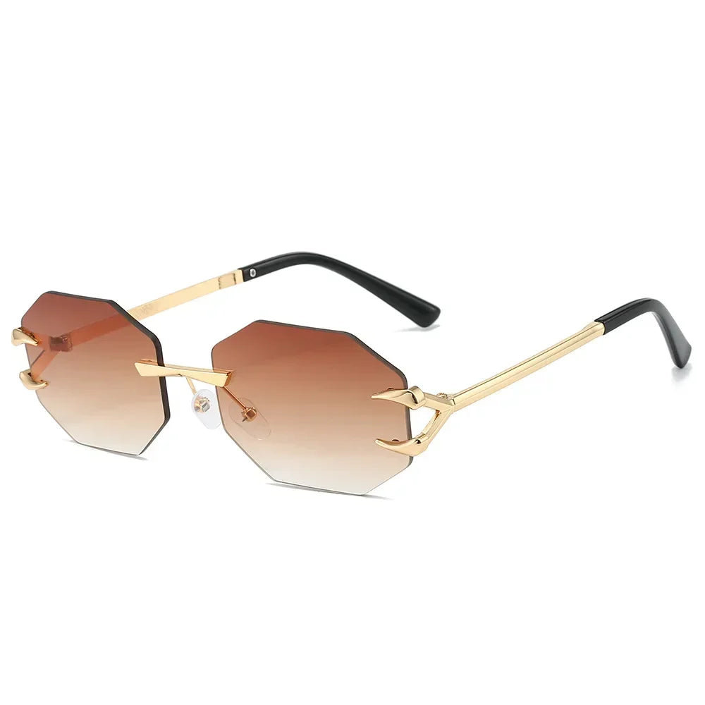 JNPCXI Retro Sunglasses Women Fashion Rimless Sun Glasses Men Shades Cutting Lens Ladies Frameless Eyeglasses
