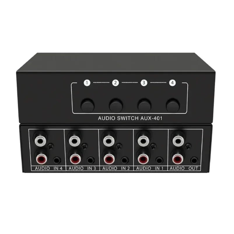 RCA AUX Audio Switcher 4 in 1 Out Stereo Audio selector 4X1 Passive 3.5mm Aux L/R RCA Audio Switch Box Analog Audio Selector