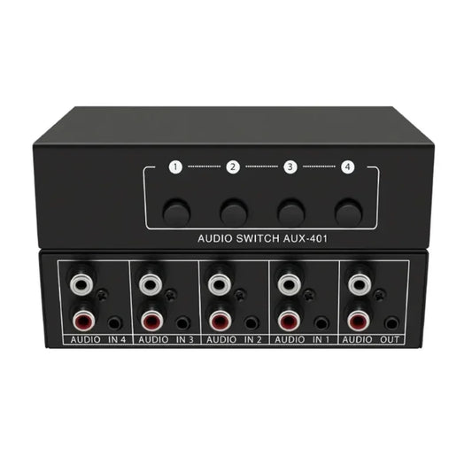 RCA AUX Audio Switcher 4 in 1 Out Stereo Audio selector 4X1 Passive 3.5mm Aux L/R RCA Audio Switch Box Analog Audio Selector