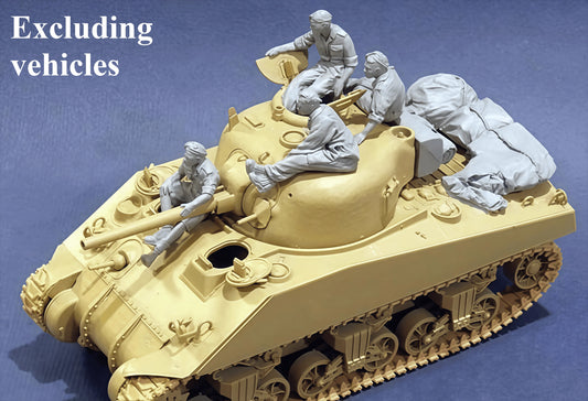 1: 35 Cast Resin Model Assembly Kit GK, 4 Tank Soldiers, Unpainted Needs To Be Assembled
