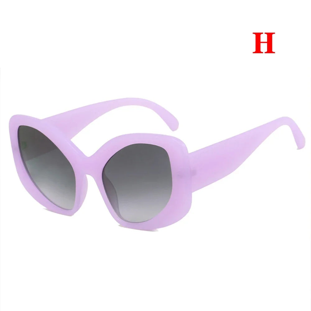 JNPCXI Fashion Oversized Cat Eye Women Sunglasses Shades UV400 Retro Men Matte Orange Candy Color Sun Glasses