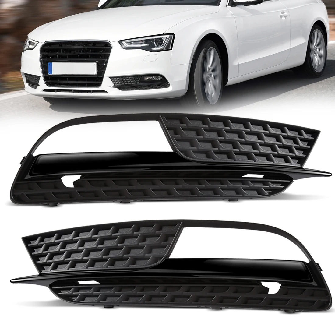 For Audi A5 2013 2014 2015 2016 Car Front Bumper Grill Grille Front Bumper Fog Lamps Covers Accessories 8T0807681H 8T0807682H