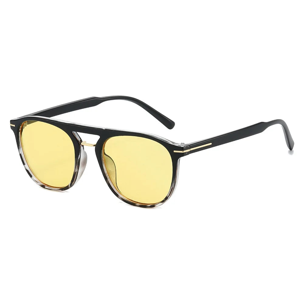 JNPCXI New Fashion Square Sunglasses Women Double Bridges Green Stripe Gradient Shades Men Trending Sun Glasses UV400