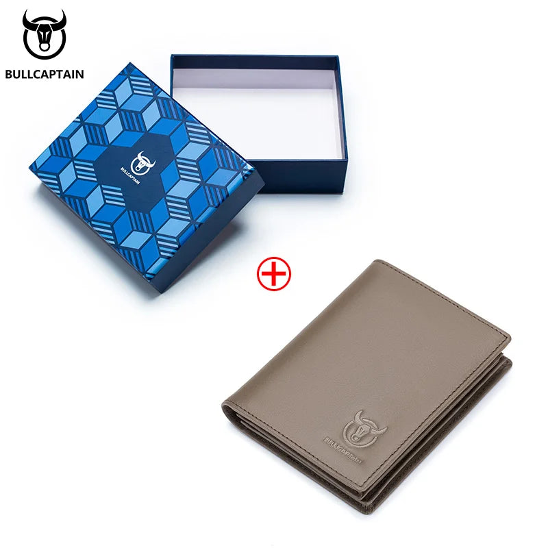 BULLCAPTAIN Men's Genuine Leather Wallet New RFID Locomotive British Leisure Multi Card Bag Large Capacity Waist Leather Wallet